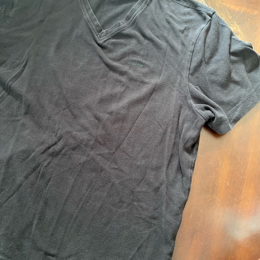 Calvin Klein Collection Charcoal V-Neck Men's Tee - Picture 5 of 6